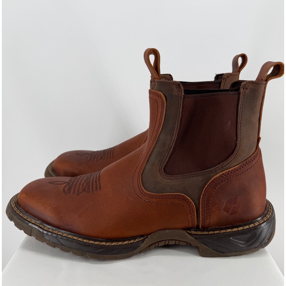 Cebu BC Thunder Tan Leather Western Work Boots Mens 12 Square Toe Chelsea